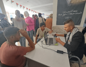 Admitting new students amidst the rubble in a tent in Gaza